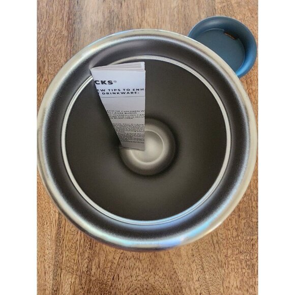 2022 Starbucks Siren Logo 16oz Blue Stainless Coffee Tumbler w/ Green Lid - Picture 5 of 6